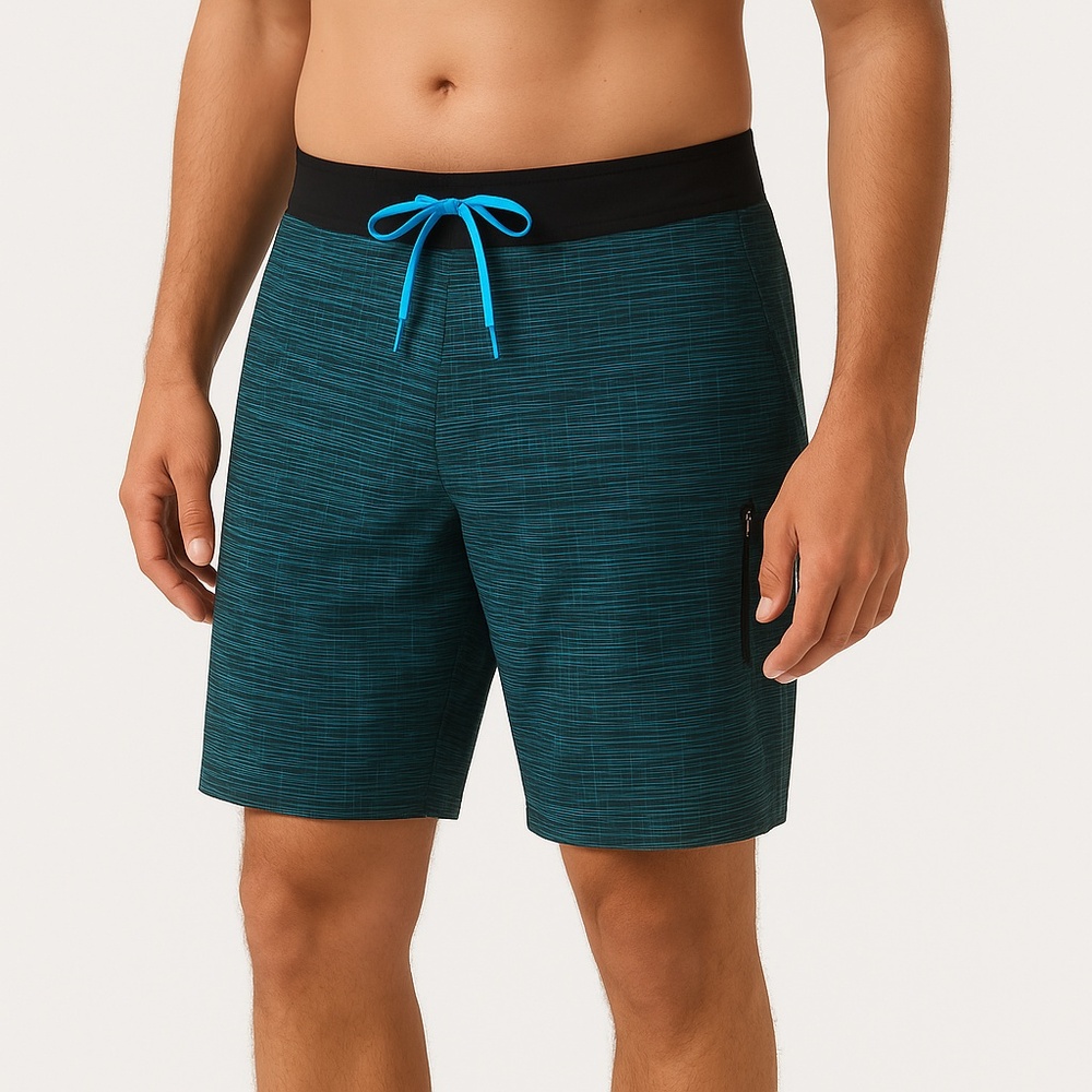 Lululemon Shorts‎ Mens Large Green Black Boardshorts Drawstring Teal Patterned